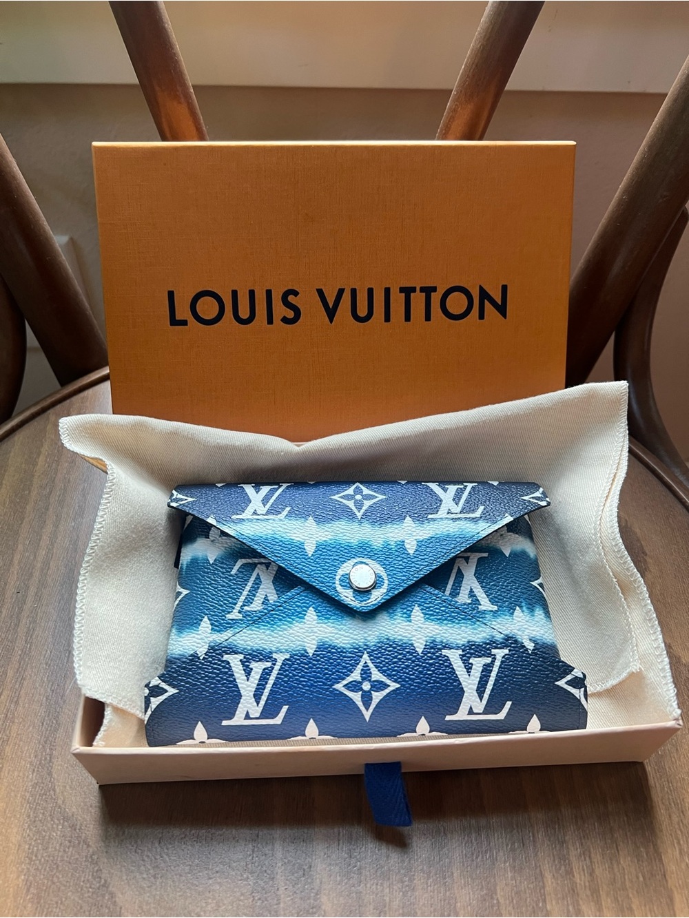 Louis Vuitton Kirigami Escale Medium Blue White Shibori Monogram Envelope Wallet
